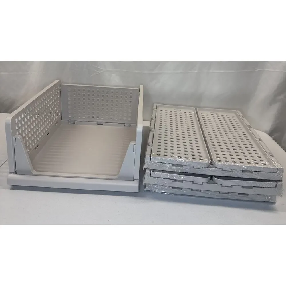 Stackable Plastic Storage Basket Foldable Closet Organizer Drawer Wardrobe Bins